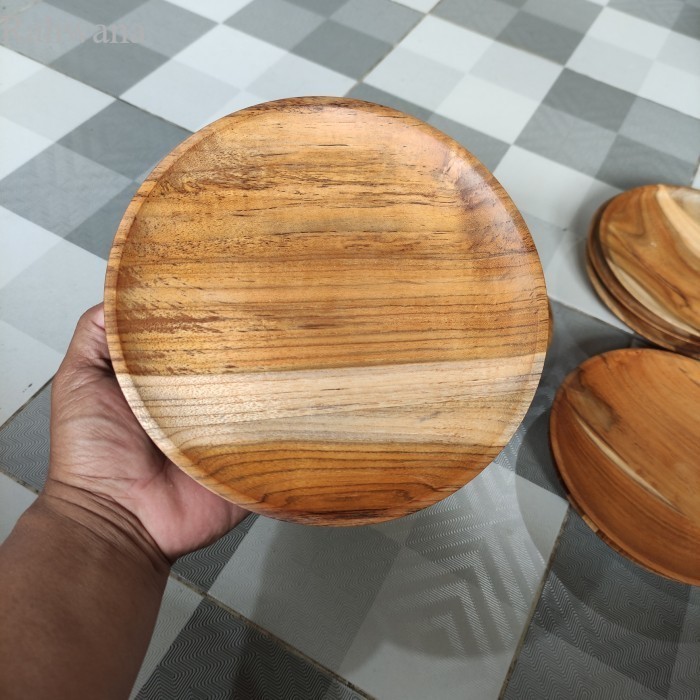 

Piring Kayu Jati Diamater 20 cm - Piring Jati d23 murah