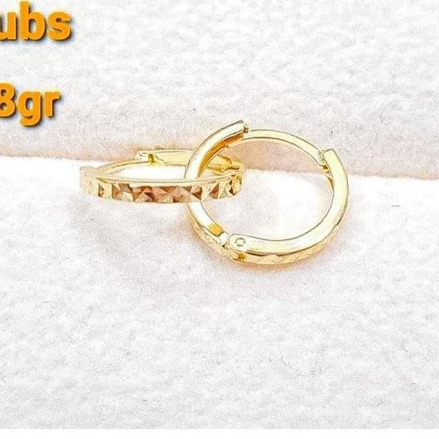 G, putih. Anting bulat anak dan dewasa e asli  700 70 16k kerabu giwang ukir jepit gipsy kilat UBS 1