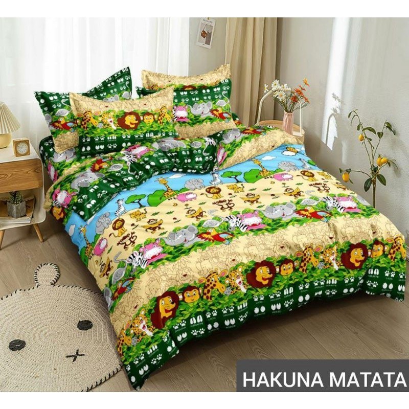 Bedcover + Sprei Set Motif Binatang / Spongebob / Tayo / Keropi Lengkap 1 Set Selimut Bedcover & Spr