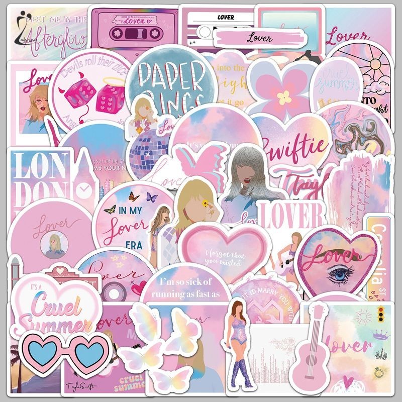 

Stiker pecinta Album Taylor stiker tahan air seri merah muda stiker dekorasi buku besar tangan Z