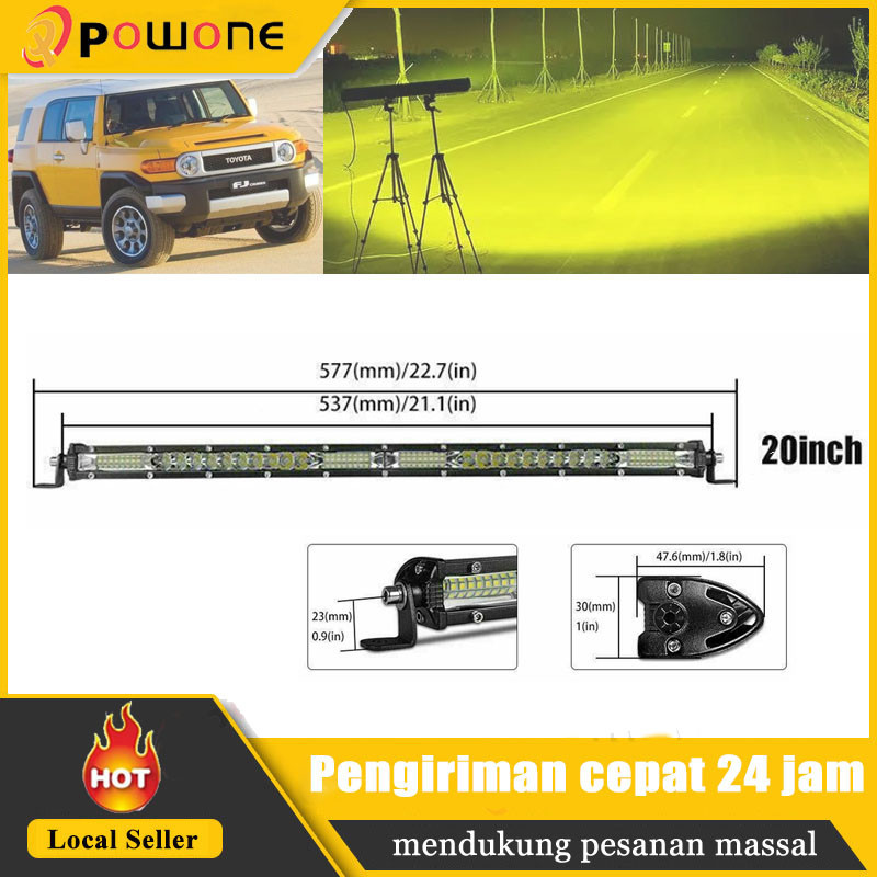 Lampu bar panjang baris tunggal LED mobil lampu sorot 24V lampu sorot 12v atap off-road atap depan b