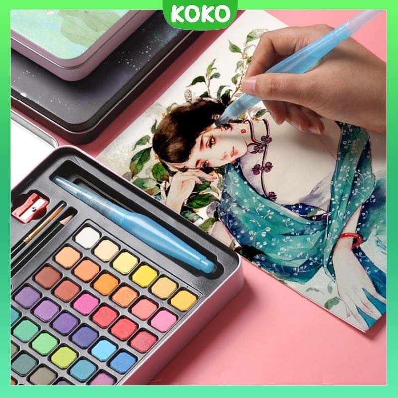 

Cat Air Watercolor Set 36 dan 48 Warna Water Color Cat Air Lukis Set Sudah Termasuk Kuas dan Kertas Gambar