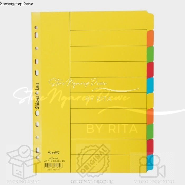 

PEMBATAS BINDER / CARTON INDEX A4 10 DIVIDERS BANTEX 6050 00 barang original seperti gambar