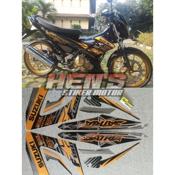 STIKER STRIPING SATRIA FU 2014 HITAM GOLD