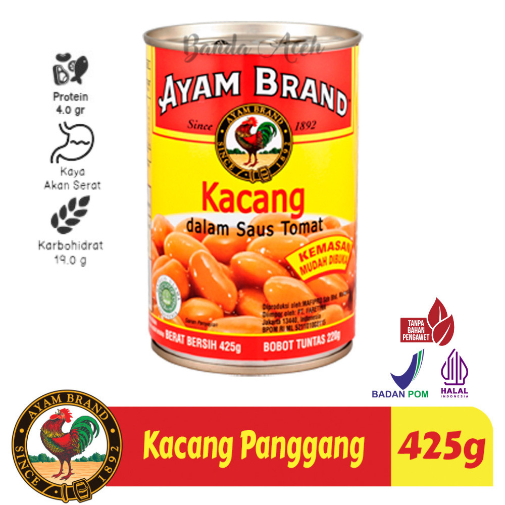 

(Aceh) Ayam Brand - Kacang Panggang Kaleng Saus Tomat Baked Beans 425gr