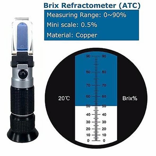 

Refractometer Brix 90% 0-90% Refraktometer Gula Sirup Jus Madu Buah Juice 0 - 90 Fruit Wine Tester