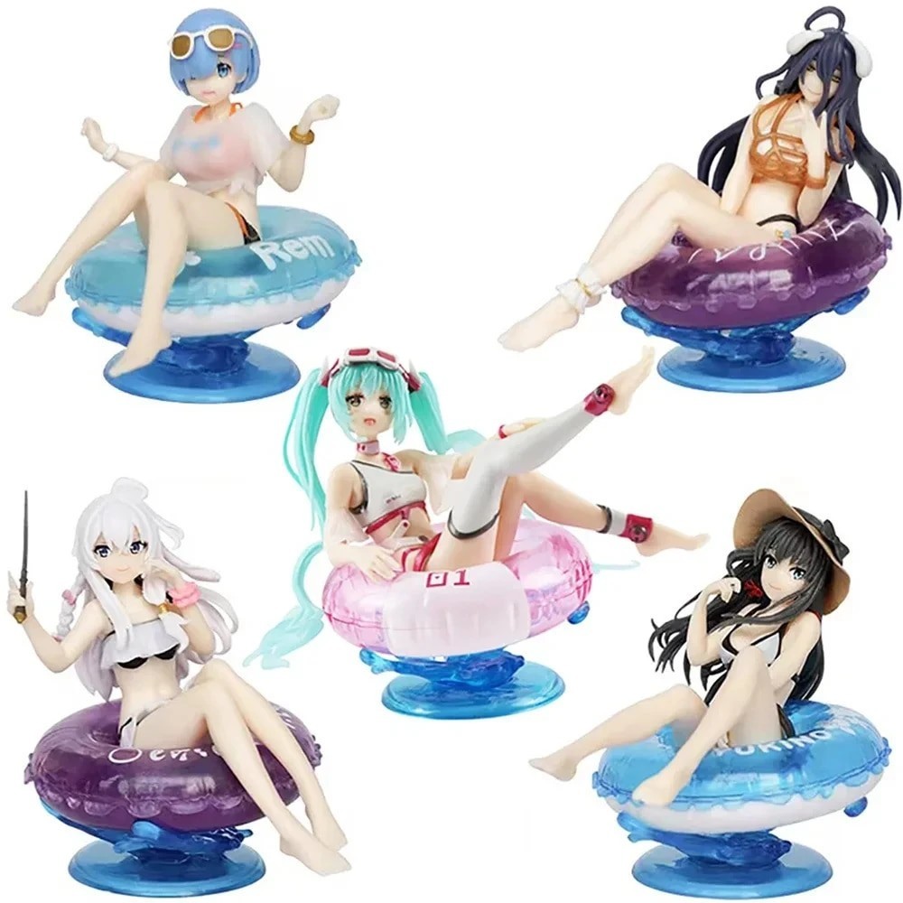 Kawaii 15cm Elaina Anime Figure Aqua Float Girls Hatsune Miku Action Figures Sexy Girl Albedo Figuri