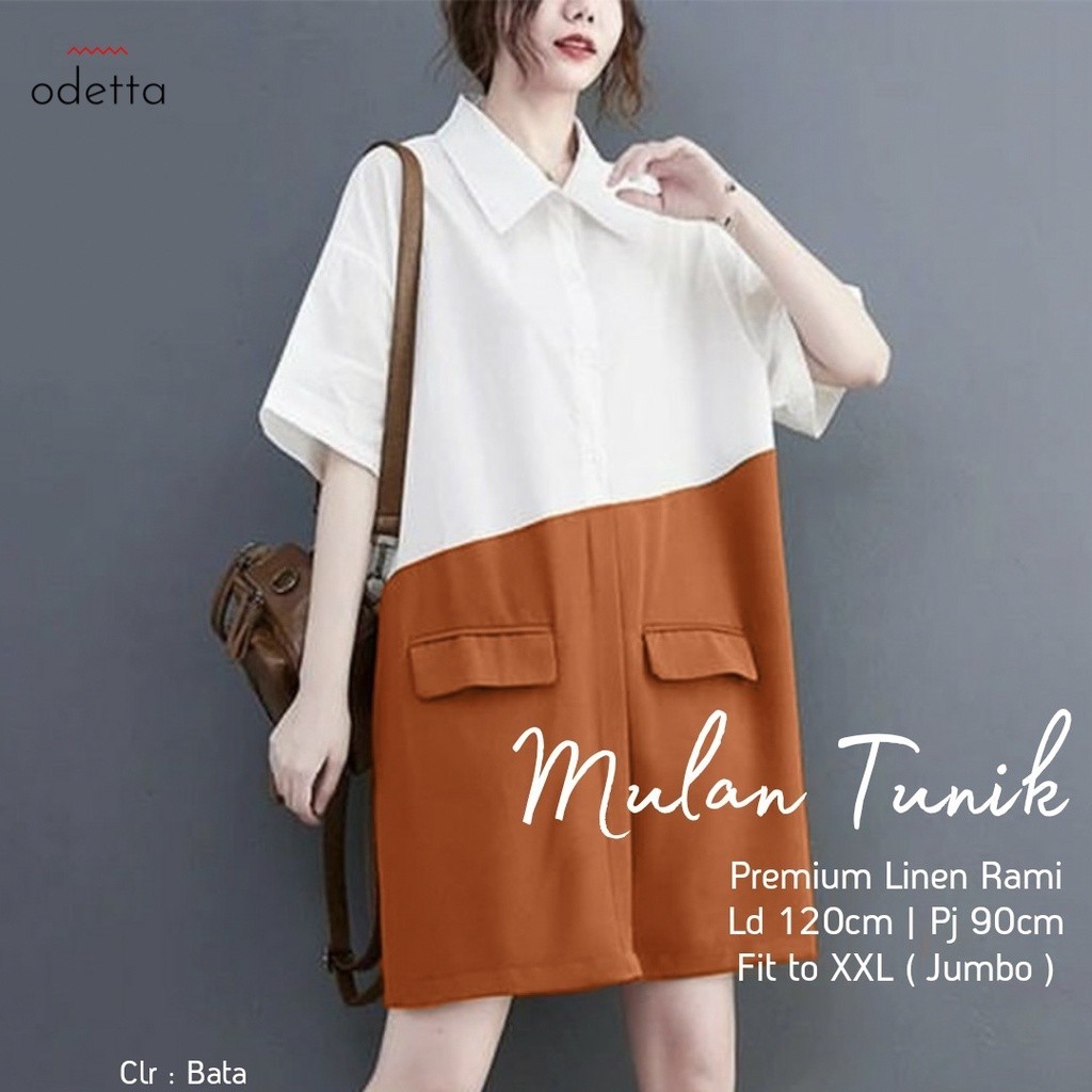 Tunik Wanita Jumbo Model Terbaru LD 120 Baju Atasan Bahan Linen MULAN termurah