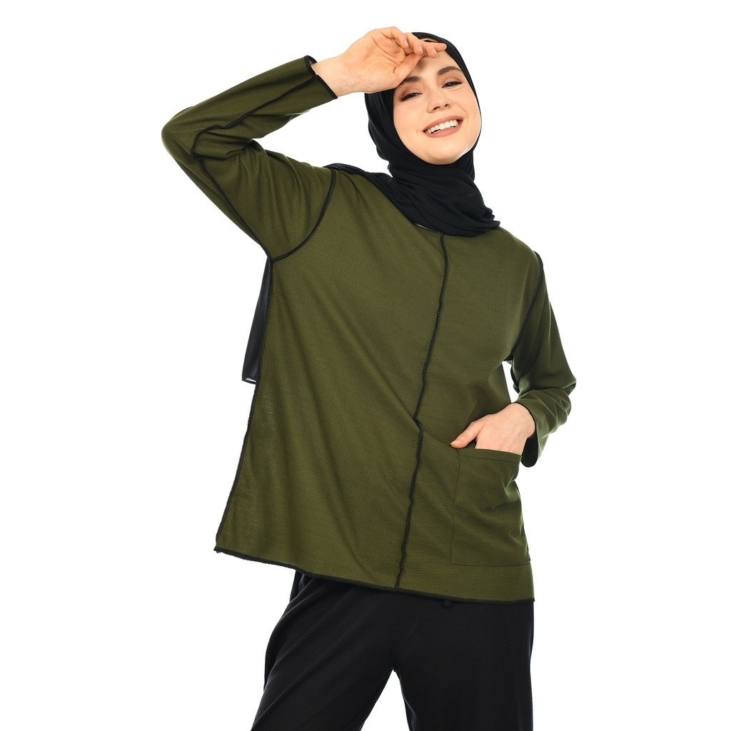 Pinkybee Liv Pocket Tops | Style Kekinian Korean Style Oversize Basic Top OOTD Hijab SY1