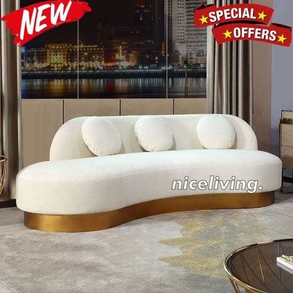 Sofa Panjang lengkung kaki stainless terbaru sofa long modern terbaik Indonesian Furniture