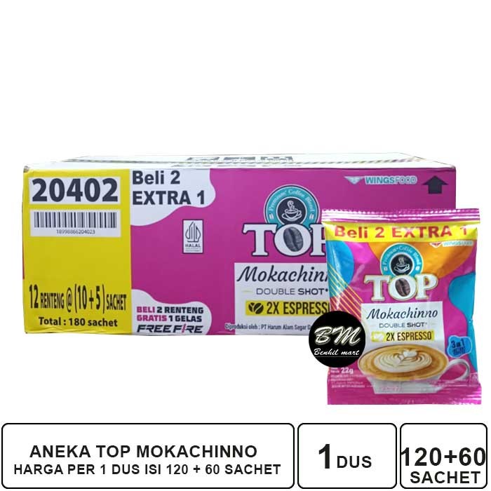

1 DUS ISI 120 SACHET KOPI TOP COFFEE MOKACHINNO