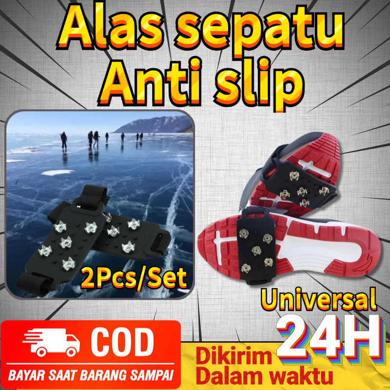 Bisa COD 1 Pasang Crampon 5 Stud Anti Slip untuk Sepatu Salju / Climbing Alas Sepatu Mendaki Alas Se