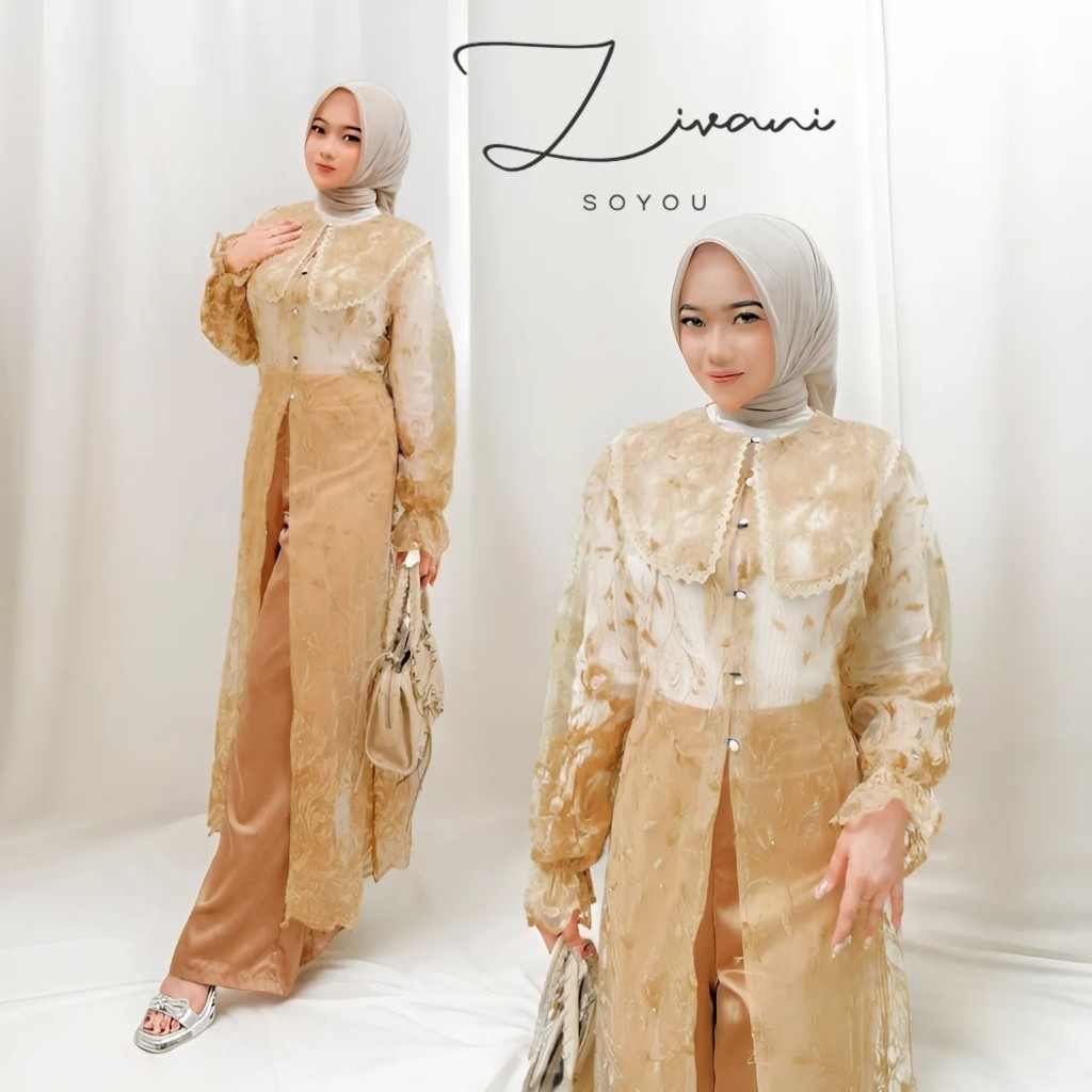 Set baju atasan wanita outer brukat set celana lebaran pesta kondangan premium jumbo