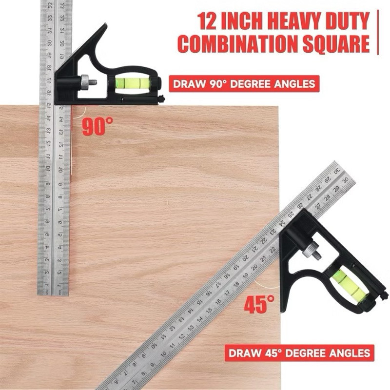 

BISA COD - Penggaris Siku Tukang Multifungsi Penggaris Siku Waterpass Kombinasi Siku Tukang + Waterpass Combination Square Ruler 12-Inch Aluminum Combination Square with Bubble Level