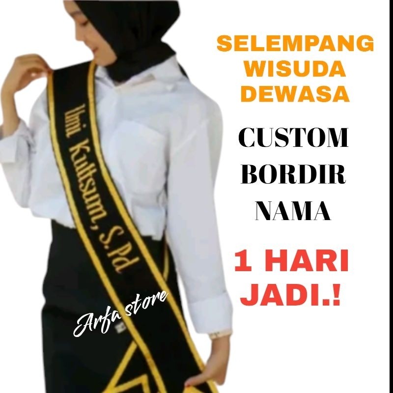 Selempang Wisuda Dewasa Selendang Wisuda Custom Bordir Nama Selempang Wisuda