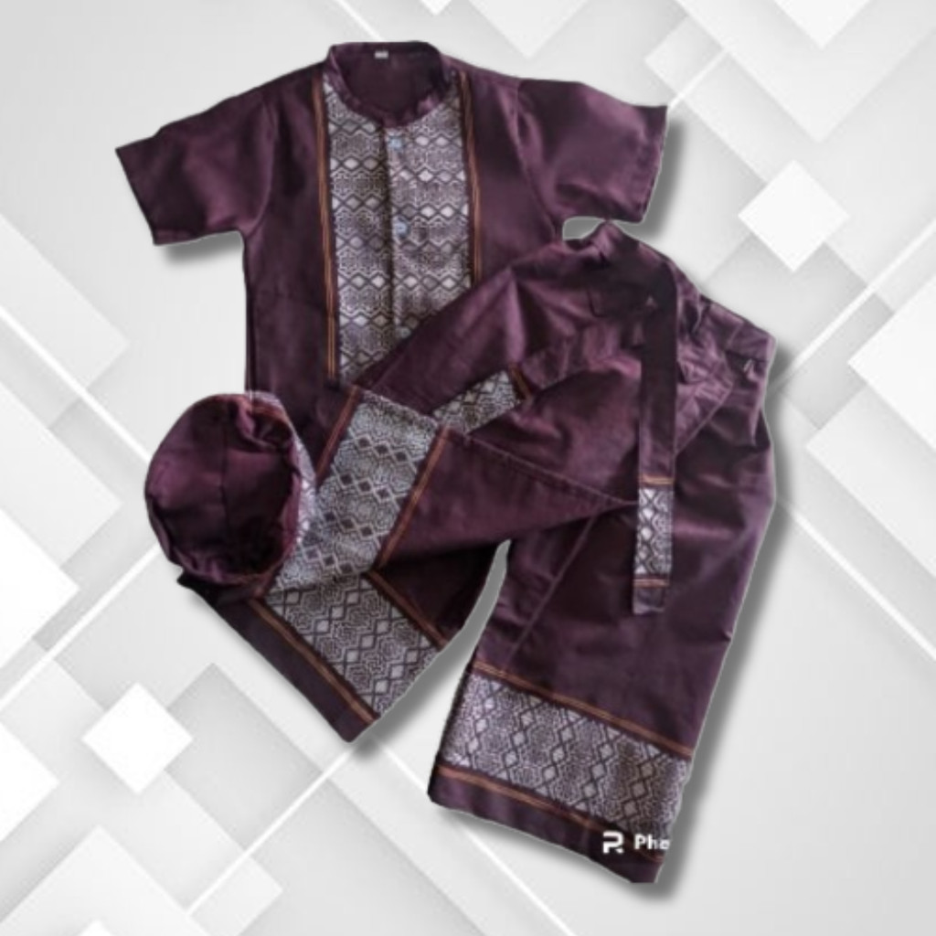 Baju Koko Anak Setelan baju koko Celana Sarung plus peci 1-6 tahun