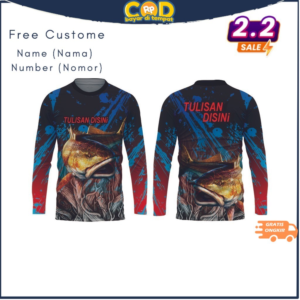 Jersey Baju Mancing Premium Ikan Monster Custome Nama / Number Dri Fit Milano Full Printing Vinus