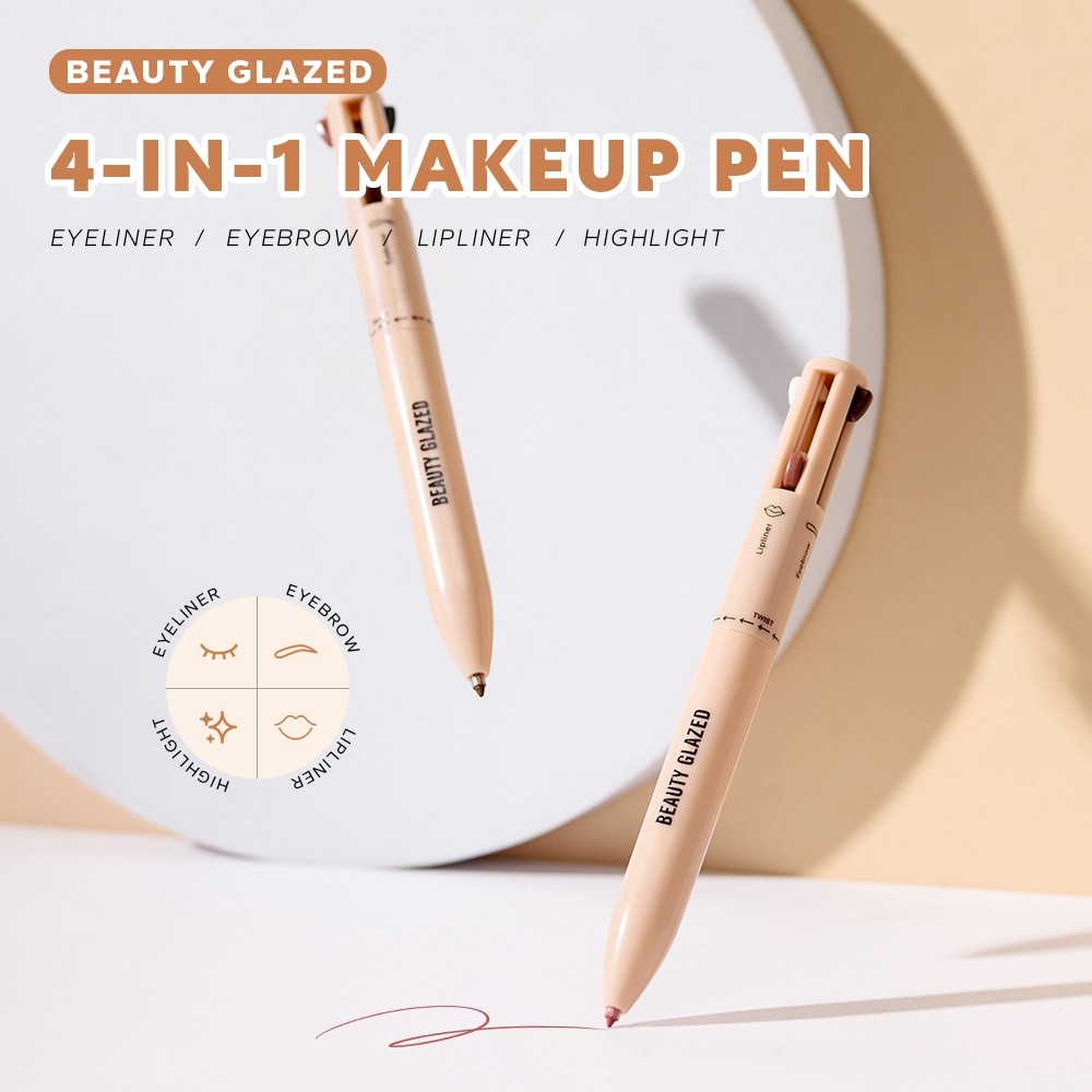 BEAUTY GLAZED 4-IN-1 MAKEUP PEN Pulpen Makeup Eyebrow Pencil Alis Pensil alis Highlighter Lipliner L