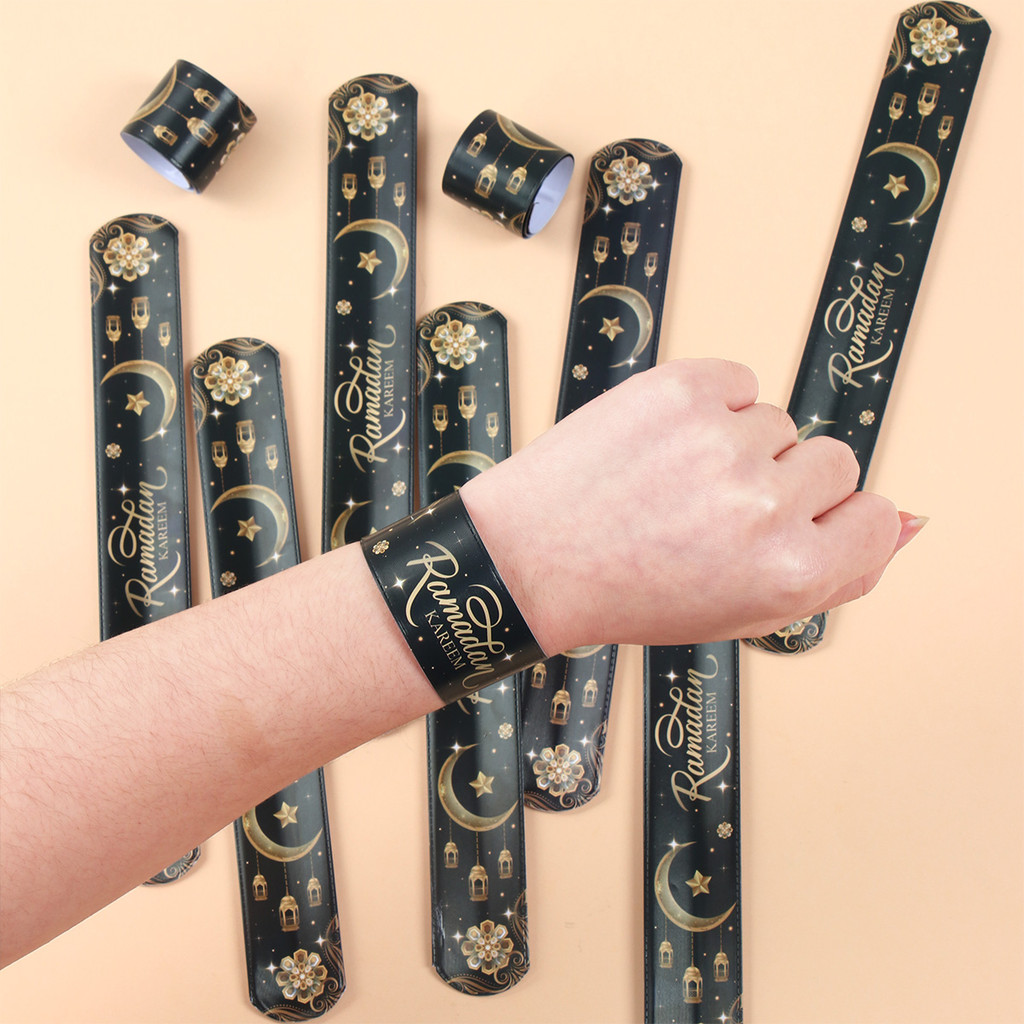 

Eid Mubarak Moon Star Papa Circle Ramadan Kareem Decorations For Home 2025 Wristband Islam Muslim Party Favors PVC Plastic Ring