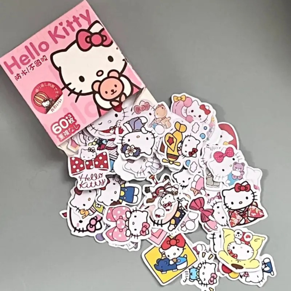 

60PCS/Box Kawaii Anime Sanrio Stickers Hello Kitty Kuromi Cinnamoroll Pochacco Stickers DIY Stationery Cute Cartoon Sticker Gift