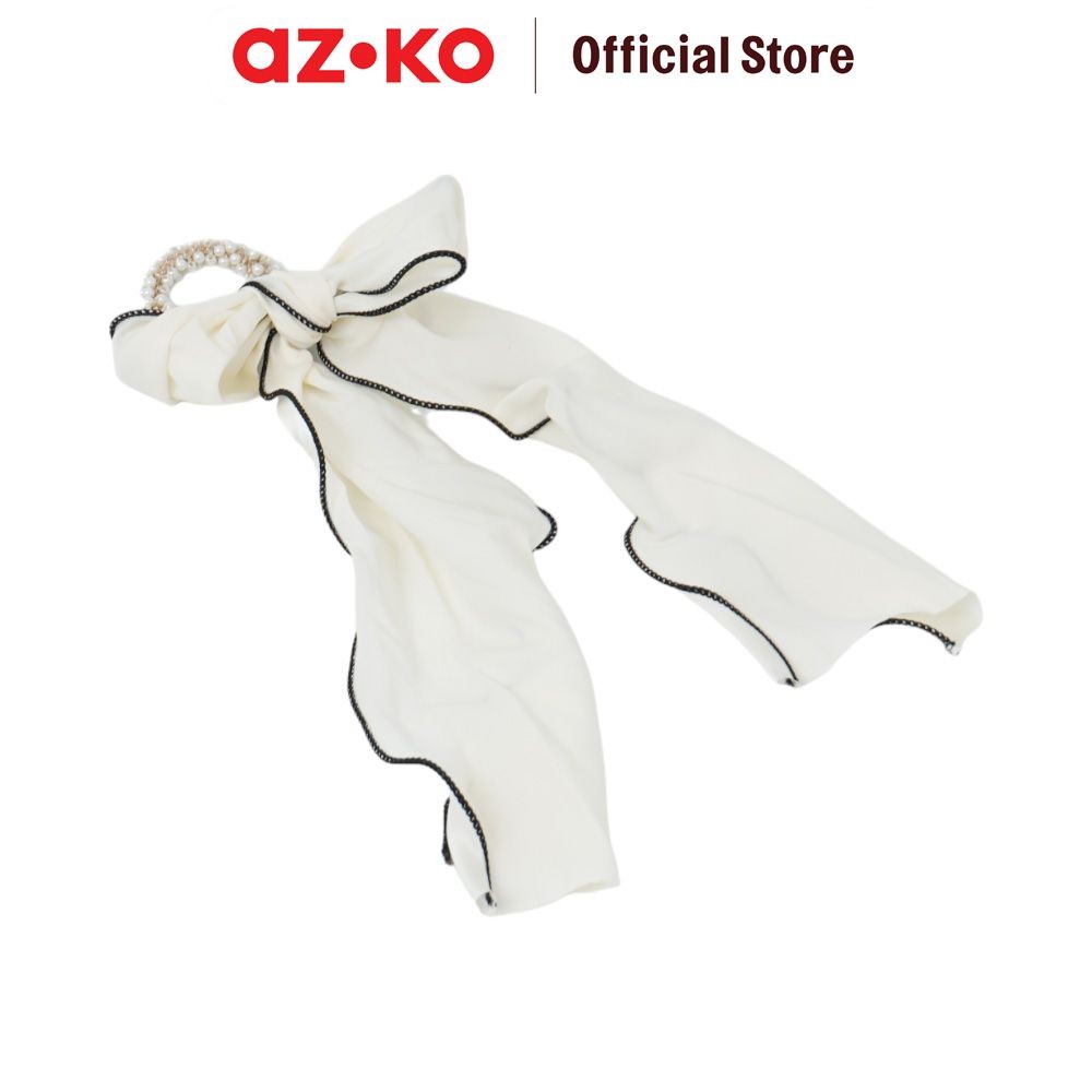 AZKO Ataru Ikat Rambut Pearl Dengan Ribbon - Putih hair tie aksesoris karet rambut cewek iket rambut