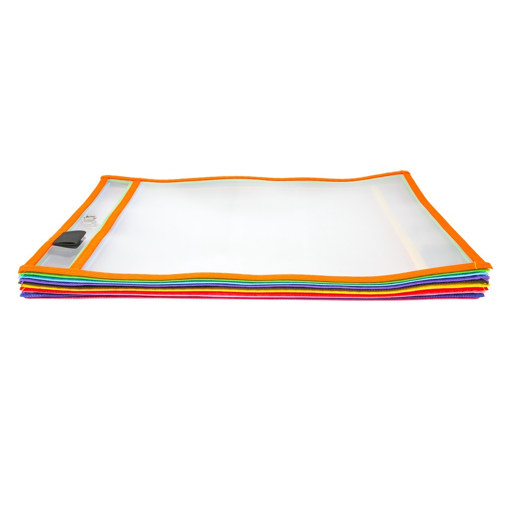 

10Pcs Reusable Dry Erase Pockets, Assorted Colors For Children Kids Students