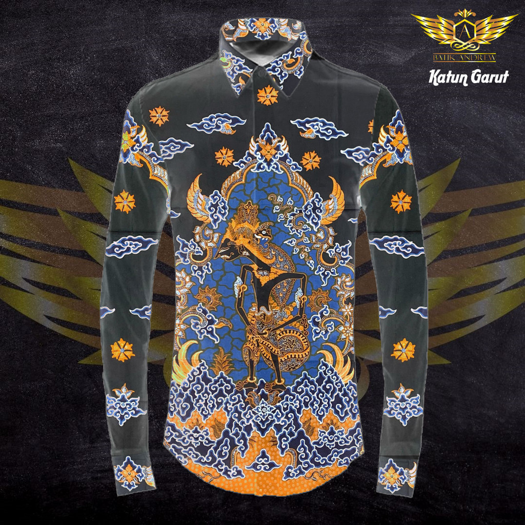 KATUN TULIS GARUT MOTIF 2 BAHAN KAIN BATIK HARIMAU WAYANG BIRU