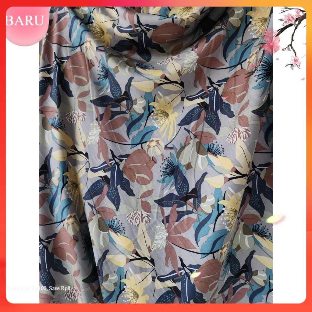bahan kain katun rayon viscose motif motif bunga besar besar terbaru best seller