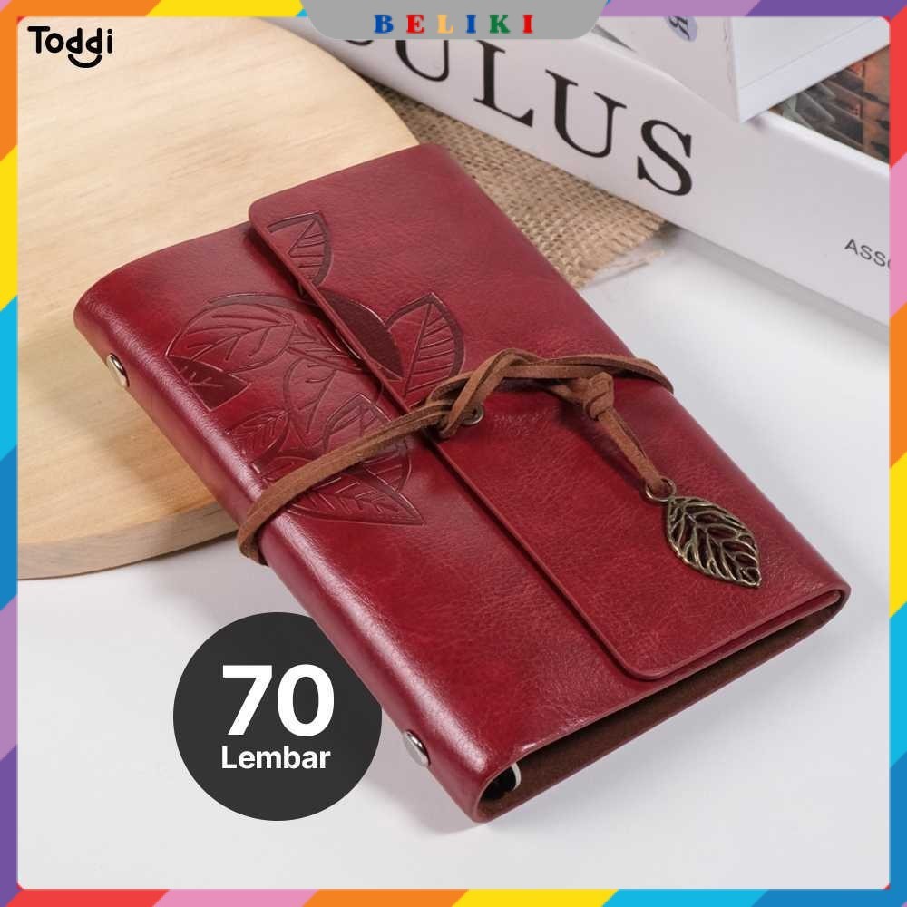 

Toddi PHANTACI Buku Catatan Binder Kulit Retro Leaf Kertas B7 - BSD666