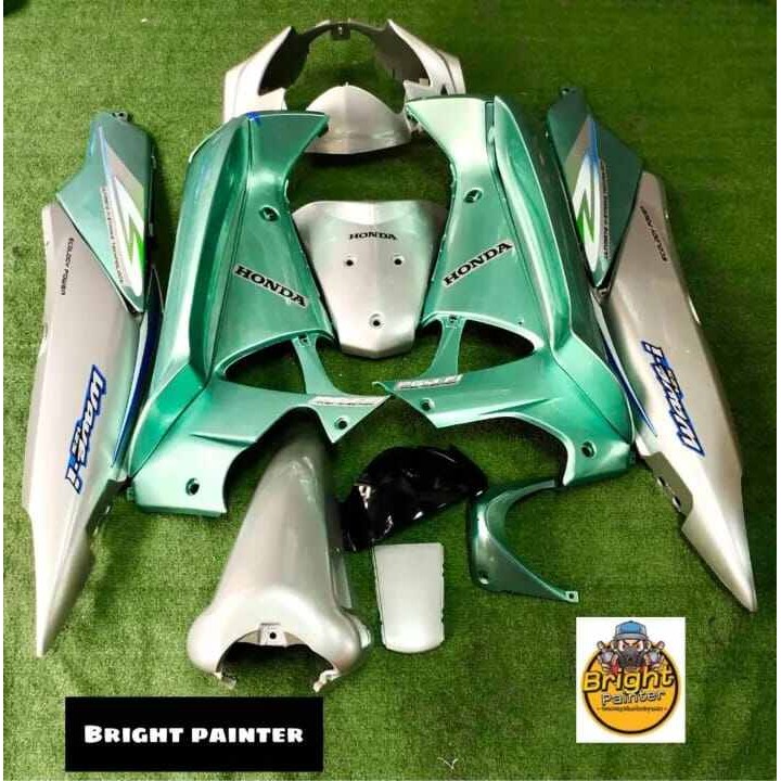 Cover Body Sepaket Warna Silver Hijau Matcha Motor Honda Supra X 125 Lama