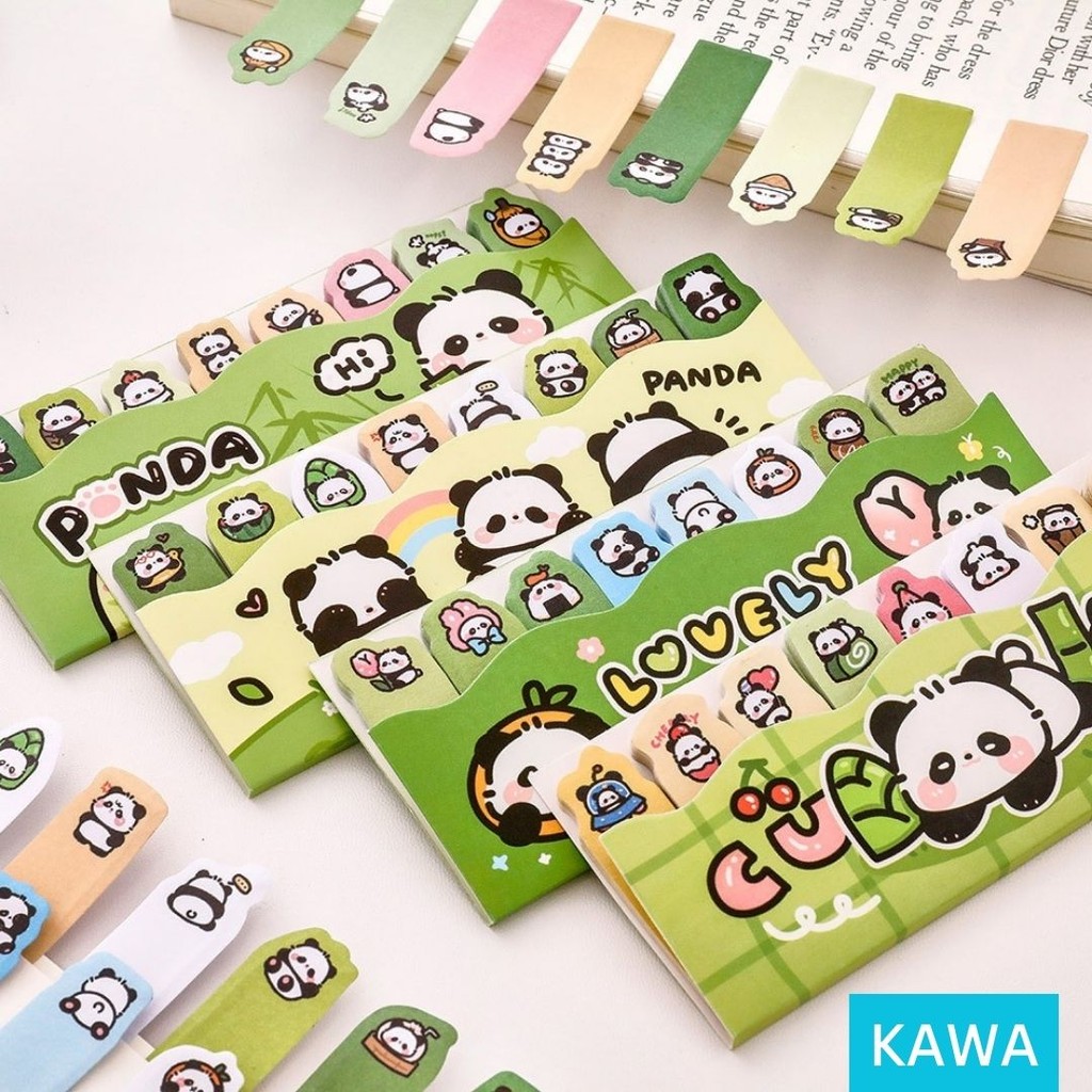 

KAWA Stick Note Sticky Notes 8in1 Isi 120 Lembar Panda Lucu Penanda Halaman Buku Catatan Kertas Tempel Aesthetic Estetik