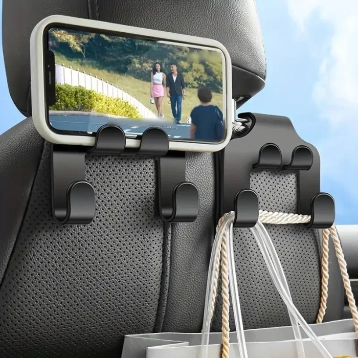 Gantungan Hook Dudukan Tempat Penyimpanan Barang Penyangga Ponsel Sandaran Kepala Jok Belakang  Kursi Mobil Car Holder HP Tab Headrest Backseat Hook Car Back Seat Hook Hanging Storage Mobile Phone Holder Stand Lazy Rear Seat Headrest Bracket Smartphone