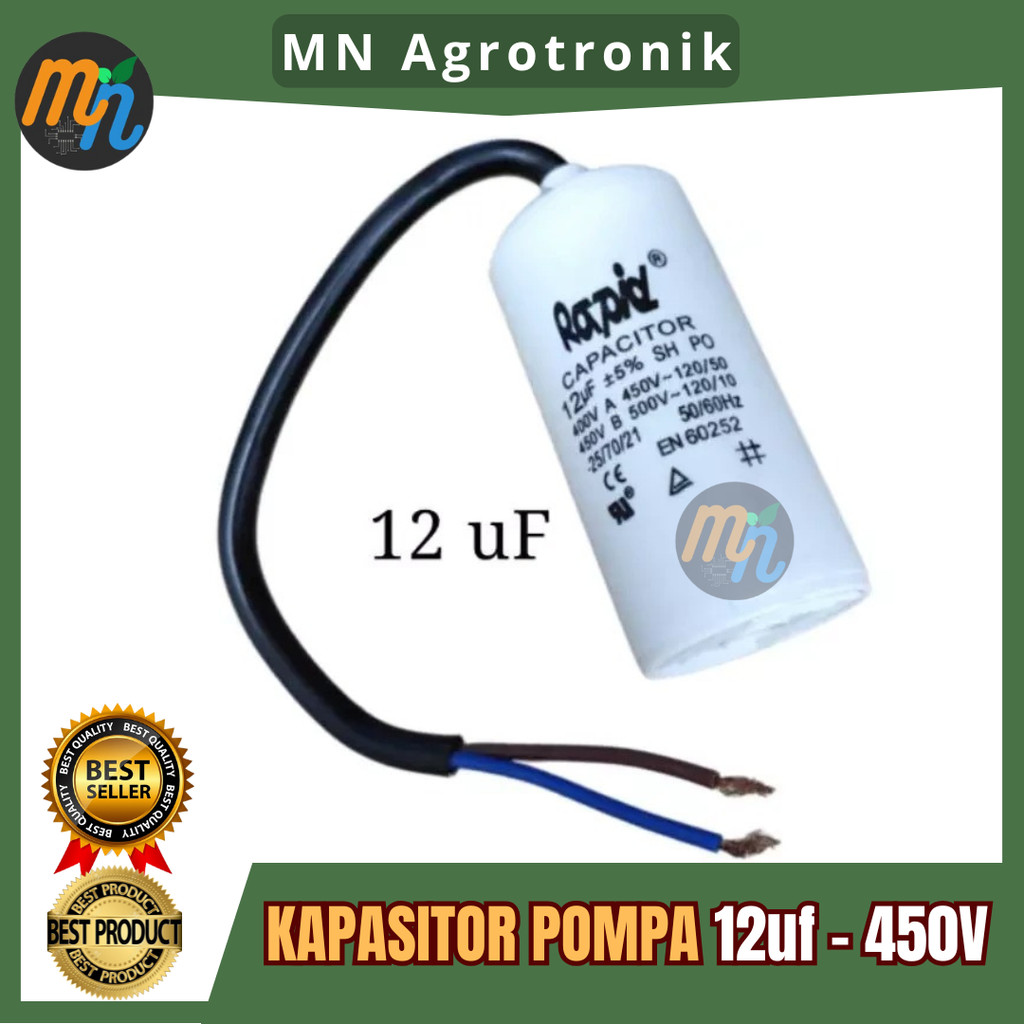 CAPASITOR POMPA AIR BULAT 12UF / KAPASITOR POMPA AIR RAPID 12UF