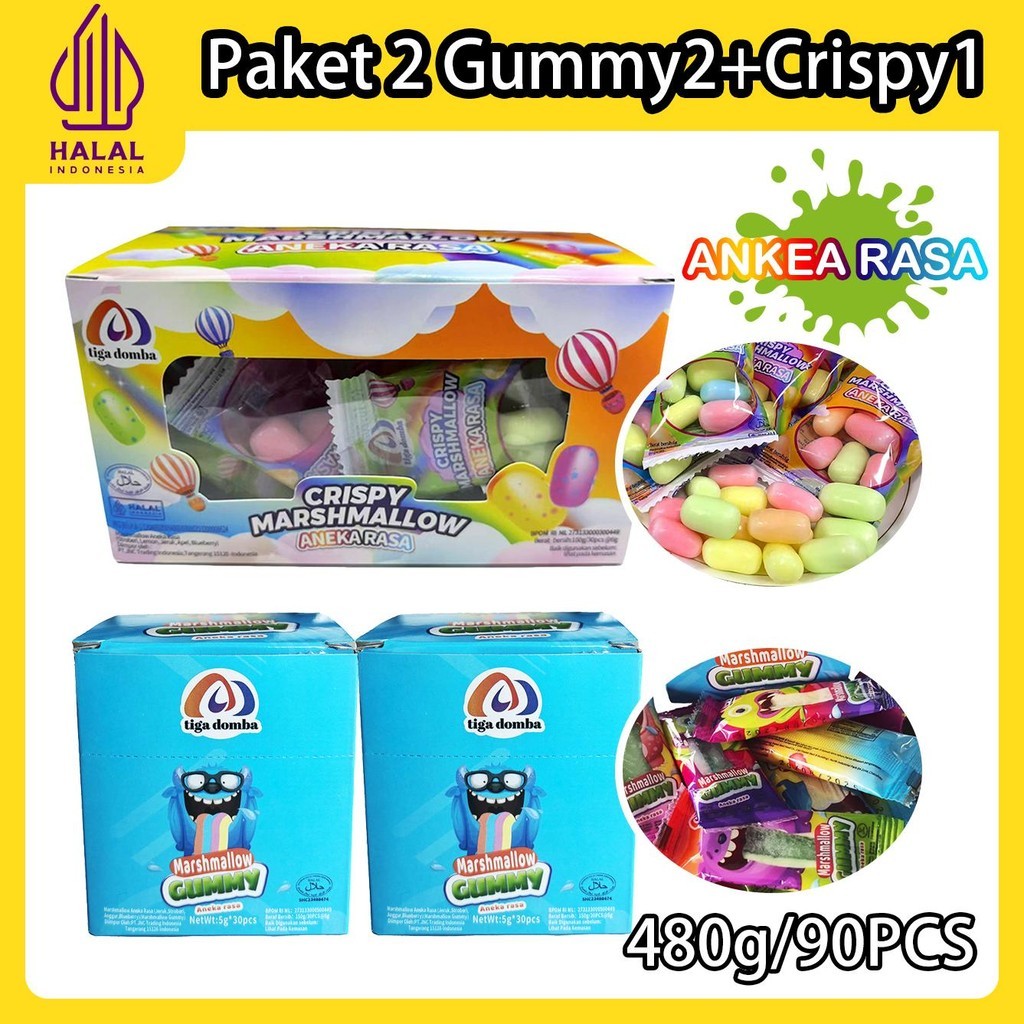 

[Halal] Paket 3-in-1 Pilihan Marshmallow Permen Crispy Rasa Buah yang Segar Camilan Halal yang Sehat