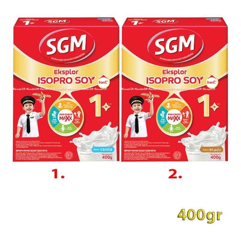 

SGM EKSPLOR SOYA ISO PRO 1+ 400gr USIA 1-5 TAHUN MADU , VANILA SUSU FORMULA ANAK