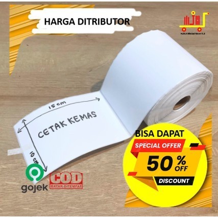 

Baru [GROSIR] Kertas Thermal 100x150 mm isi 500 Pcs/ Label thermal barcode Roll A6 Murah