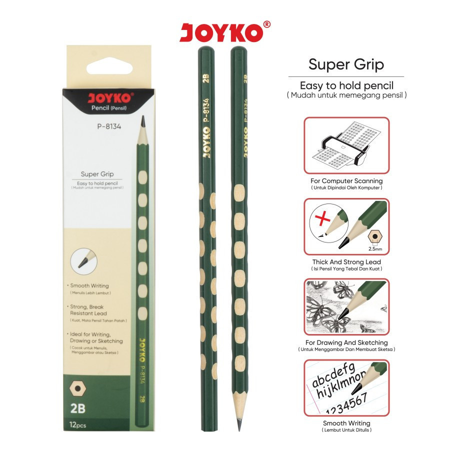 

JOYKO Pensil Super Grid P-8134 Pensil Belajar Menulis Ecer