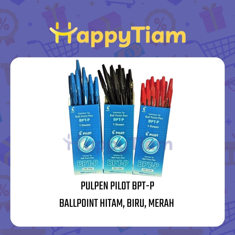 

PEN PILOT BPT-P STAINLESS TIP ~ BOLPEN PULPEN PENA BALL FINE POINT HITAM BIRU MERAH BPT P