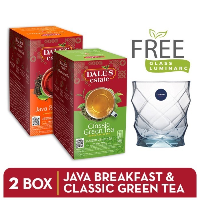 

Dale's Estate Bundling Java Breakfast & Green tea FREE Glass