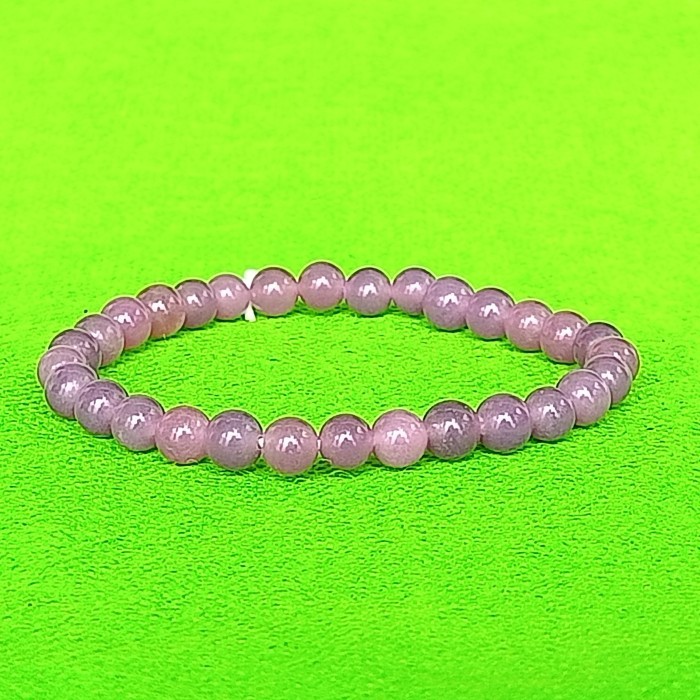 Gelang Batu Giok Cina Asli 6mm Kecubung Ungu Muda - VeE Bracelet Batu