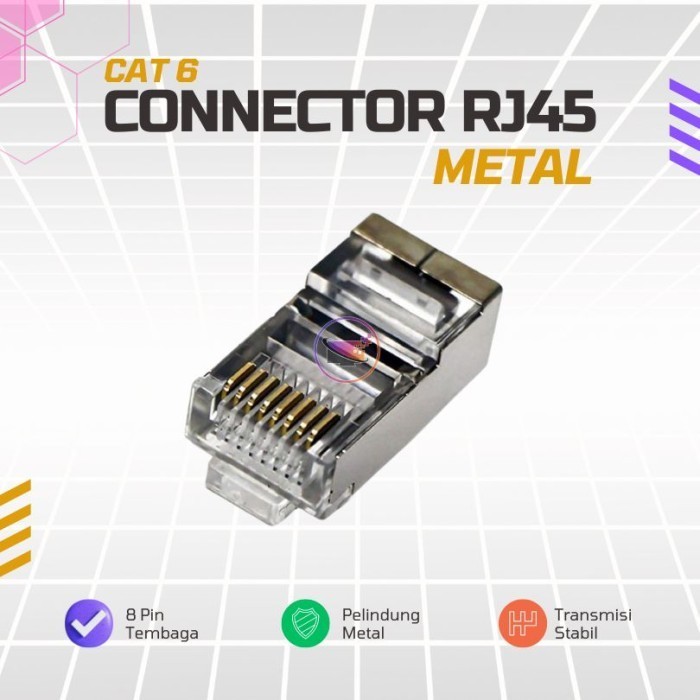 Connector RJ45 Cat 6 Metal Anti Gagal
