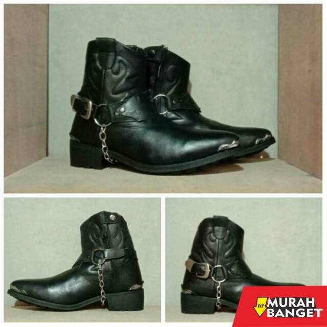 Sepatu biker pria- Sepatu Jenggel Boot Kulit Asli Motor Gede Bikers Touring Moge Koboy Boot Pria Ori