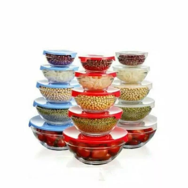 Bowl Glass 5 IN 1 /Mangkok Kaca Set 5pcs /Mangkok Kaca + Tutup 1 Set Isi 5
