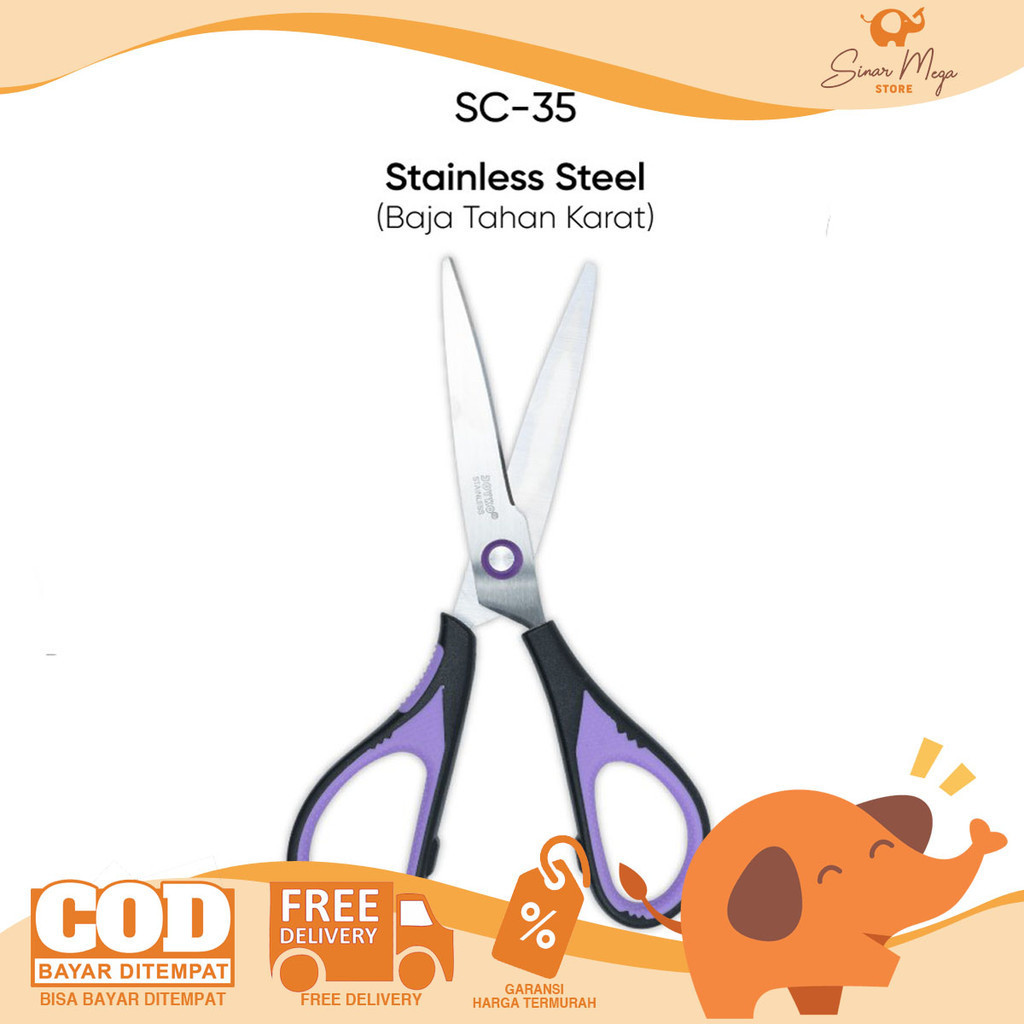 

Joyko Gunting SC-35 Gunting Besar Scissors Non-Slip Grip Purple Lucu Berkualitas