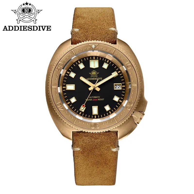 Jam Tangan Pria ADDIESDIVE Top brand CUSN8 Bronze Case Men Watch C3 Super Luminous Sapphire Crystal 