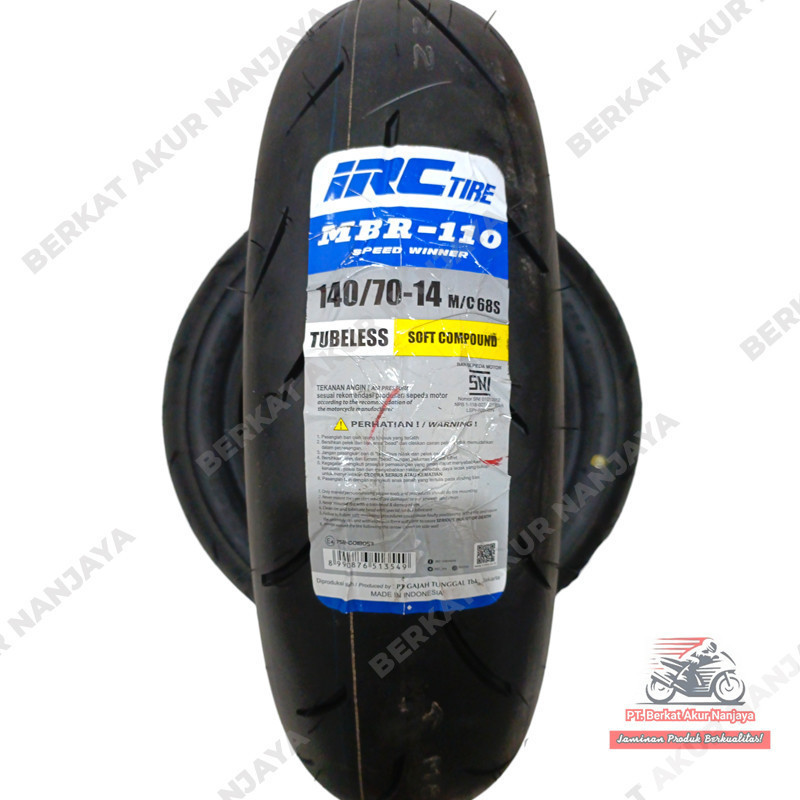 IRC MBR 110 Ukuran 140 70 14 Ban Matic Soft Compound Tubeless BONUS Pentil