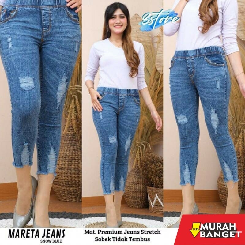 Celana Denim Wanita Terbaru- SIZE 28-42 MARETA JEGGING 7/9 MATT JEANS SNOW