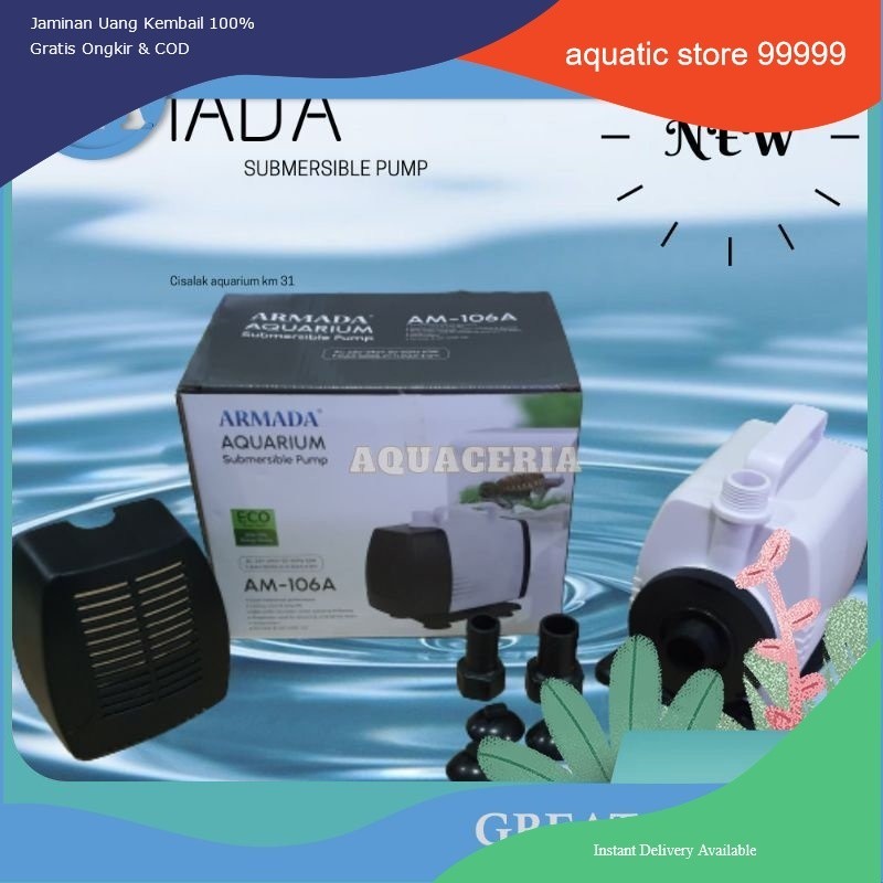 Mesin pompa air aquarium&kolam ARMADA AM 106 A Mesin pompa celup 5000 L/H cuma 63W
