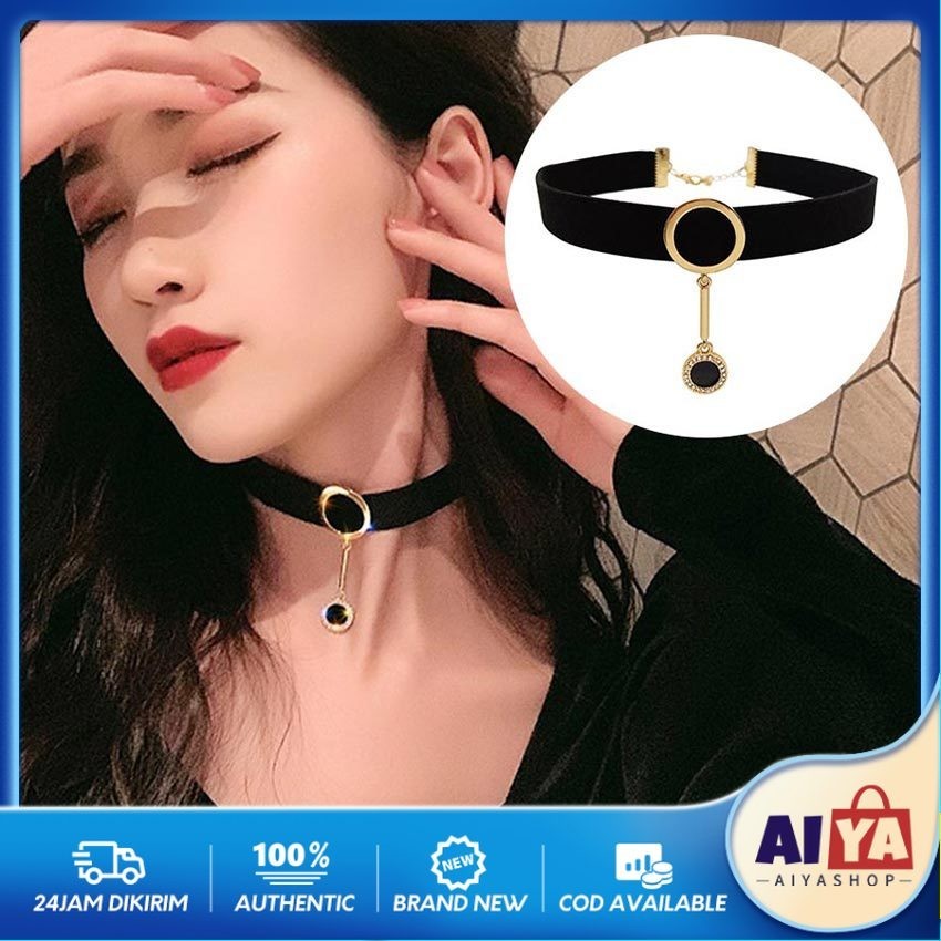 Black Velvet Kalung Choker Coker Wanita Hitam Beludru Retro Plain Necklace