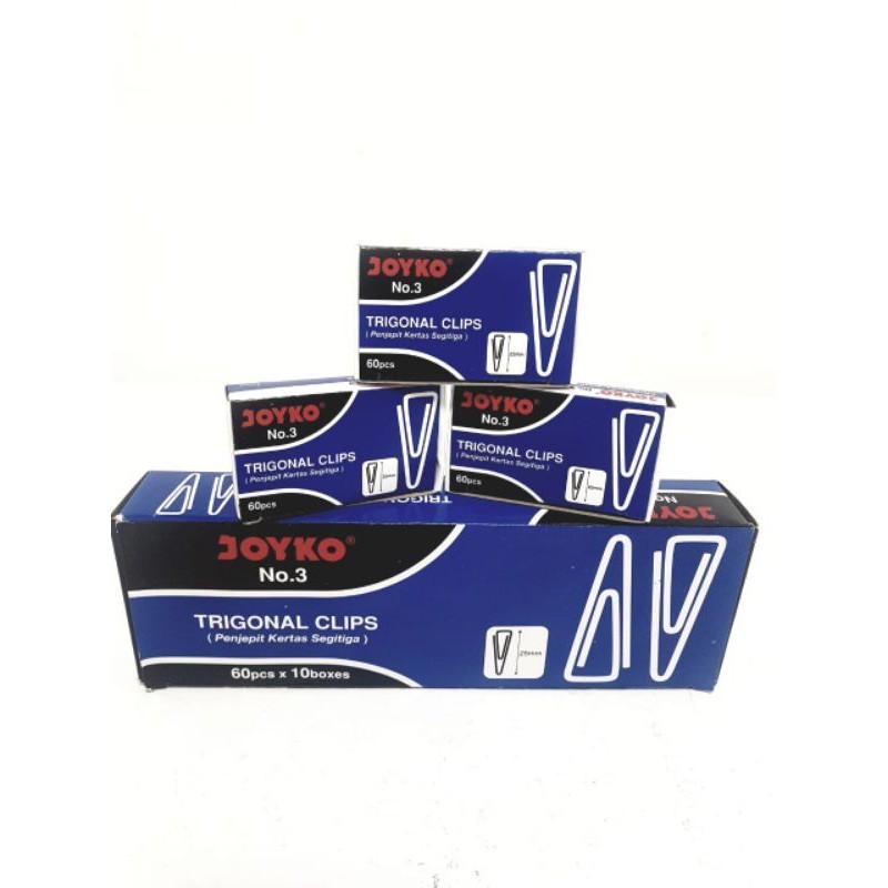 

COD Harga Grosir (1Dus/10Boxes) Trigonal Clip ini Penjepit Kertas JOYKO No.3